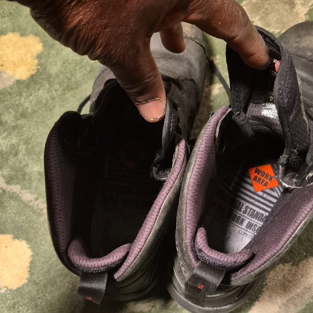 Red Wing Shoes Black Work Boots with Purple Lining